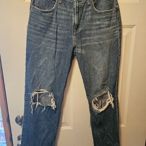 Levi's Women's Blue Ripped Straight Leg Jeans